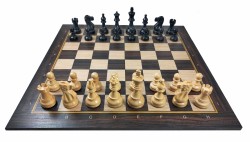 Шахматные фигуры Classic Lux с цельной деревянной доской ОРЕХ 50см